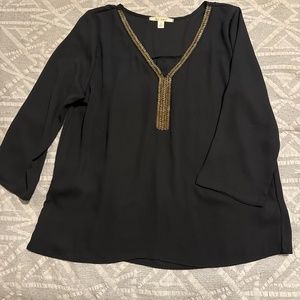 Miami black blouse with gold sequin embellishments
